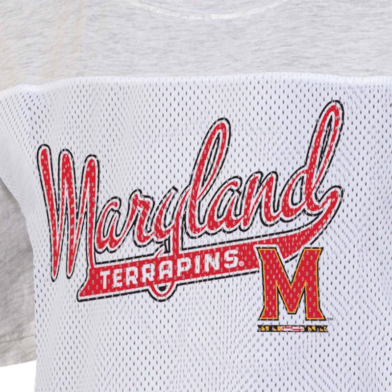NCAA Maryland Terrapins Women&#39;s White Mesh Yoke T-Shirt, 3 of 4