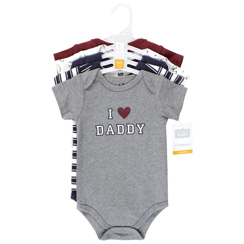 Hudson Baby Infant Boy Cotton Bodysuits, Boy Daddy 5-Pack, 2 of 8