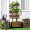 Outsunny 58" Wood Planter Box & Ladder Trellis, Mobile Outdoor Raised Garden Bed for Climbing Plants with Drainage Holes & Metal Corners - image 2 of 4