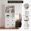 71 Inch Tall Storage Cabinet, Bookcase with 3 Drawers and 3-Tier Open Shelves, Wooden Bookshelf Storage Organizer - 3 of 4