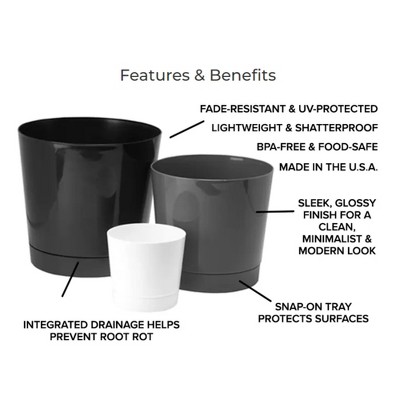 White 10-Inch Round Plastic Cylinder Planter