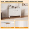Sideboard Buffet Cabinet, 47.2in Fluted Accent Storage Cabinet with 3 Drawers 2 Doors - White for Kitchen Living Room Entryway - 4 of 4