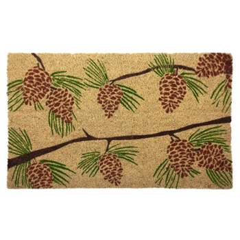 1'4" x 2'4" Pine Cones Indoor/Outdoor Coir Doormat Green/Brown - Entryways
