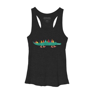 Women's Design By Humans Whimsical Crocodile On Skates By radiomode Racerback Tank Top