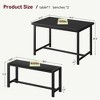 3 Piece Dining Table Set for 4 with Space-Saving Benches, Tabletop, Steel Frame, Modern Farmhouse Kitchen Table - 2 of 4