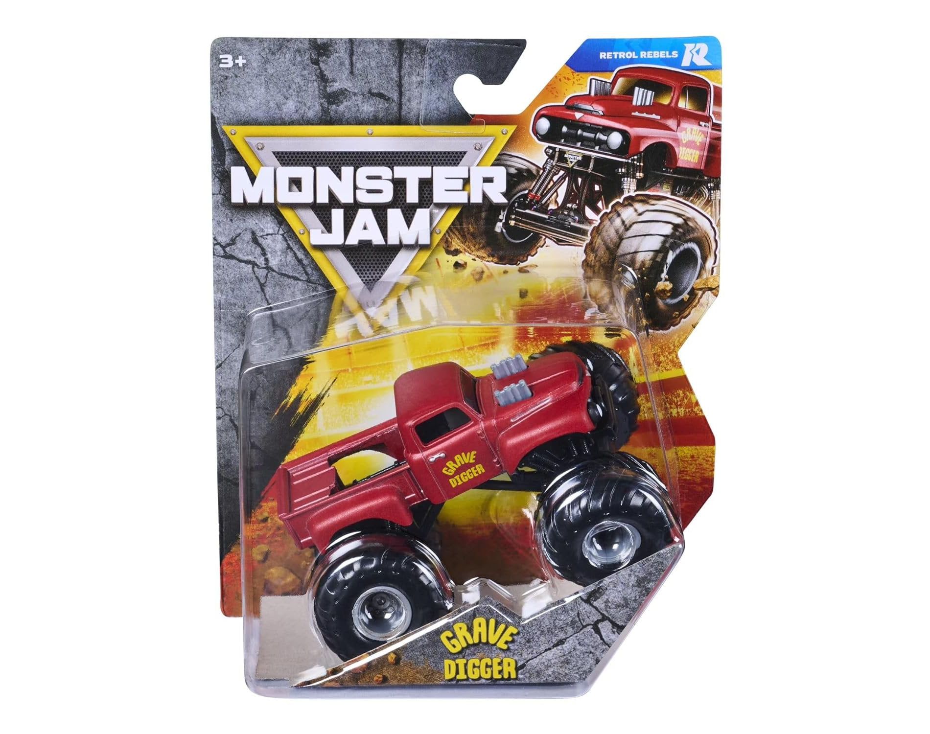 Monster Jam Series 46 Retro Rebels Red Grave Digger 2026 Die-cast 1:64 Scale Truck with Authentic Graphics, BKT Tires, Ages 3+