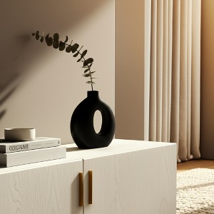 Decorative Cutout Wood Vase for Living Room Decor - Minimalist Flower Vase for Bedroom, House, and Table Centerpiece Decor - 1 of 4