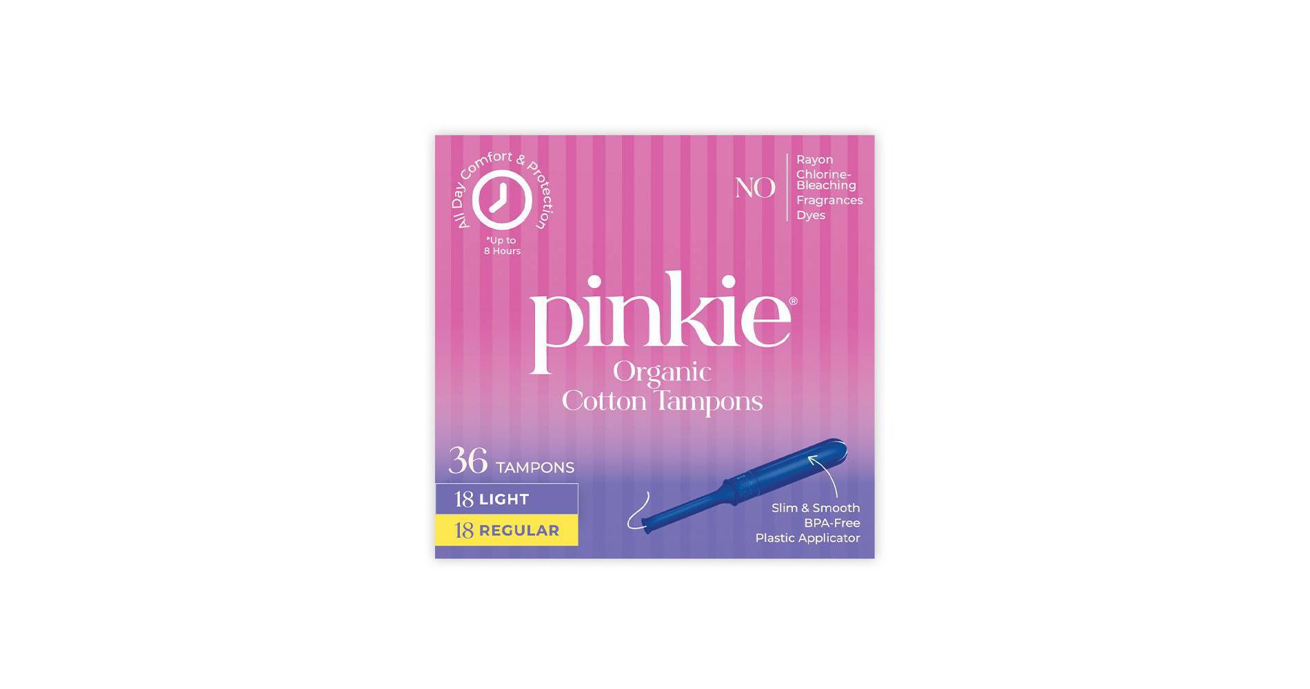 Pinkie Tween & Teen Organic Cotton Tampon Multipack - Light & Regular Absorbency - 36ct
