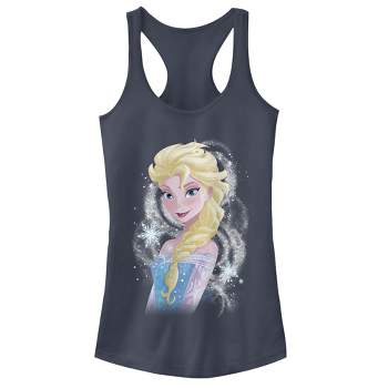 Juniors Womens Frozen Elsa Sparkle Profile Racerback Tank Top