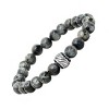 Steeltime Men's gray agate, stainless steel and black simulated diamonds beaded bracelet - 2 of 4