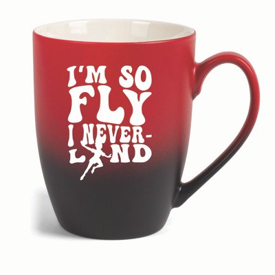 Elanze Designs I'm So Fly I Neverland Two Toned Ombre Matte 10 ounce New Bone China Coffee Tea Cup Mug, Red and Black