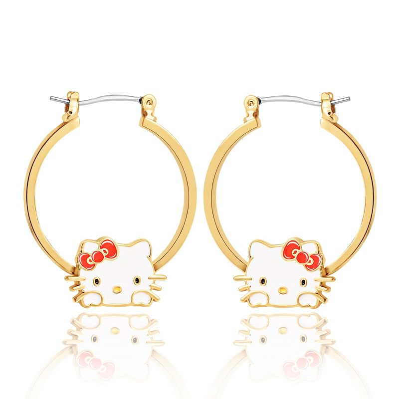 Hello Kitty Hoop Gold Plated and Enamel Earrings, 3 of 6