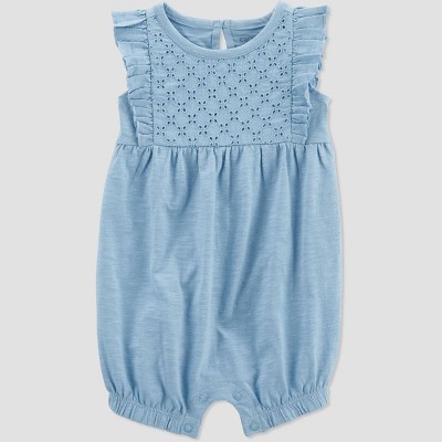Carter's Just One You®️ Baby Girls' Eyelet Romper - Teal Blue 12M