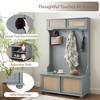 Casual Style Hall Tree Entryway Bench with Rattan Door Shelves and Shoe Cabinets - 4 of 4