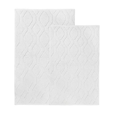 Diamond Lattice Textured Machine Washable Bath Rugs, Set of 2 by Blue Nile Mills