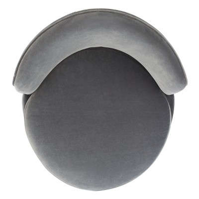 Charcoal Velvet Swivel Slipper Chair with Brass Accents