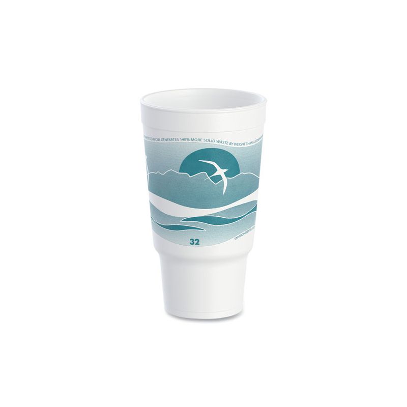 Dart Horizon Hot/Cold Foam Drinking Cups, 32 oz, Teal/White, 16/Bag, 25 Bags/Carton, 1 of 8