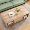 SEVOBAL Coffee Tables Modern Square Coffee Table with Rattan Drawer, Stylish Living Room Centerpiece for Fashioner, Beige, 23.5"*43.7"*15.7" - 2 of 4