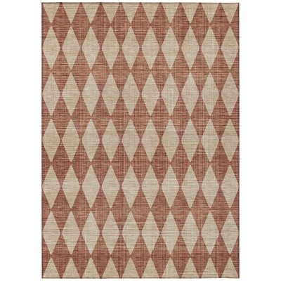 Orange And Copper Geometric Washable Indoor Outdoor Area Rug