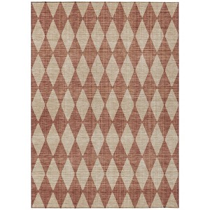 Orange And Copper Geometric Washable Indoor Outdoor Area Rug - 1 of 4