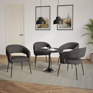 LeisureMod Verve 5-Piece Dining Set with 36" Round Dining Table in Black MDF Top and 4 Dining Chairs - 1 of 4