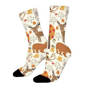 Deer Fox Owl Mushroom Women Printed Crew Socks Funny Funky Socks Soft Polyester Novelty Gifts for Artists Men - 1 of 1