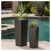 Everest 31" and 23" Square Column Wicker 2pk Planters: No Drainage, Iron Frame - Christopher Knight Home - 4 of 4