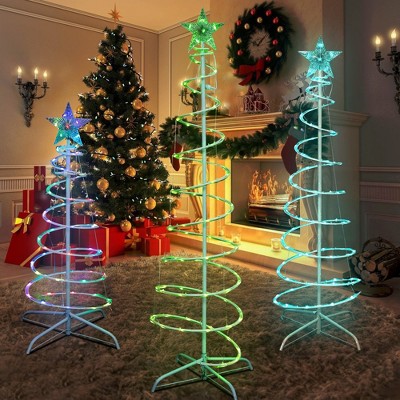 60-Inch Multicolor LED Spiral Christmas Tree Set with Remote