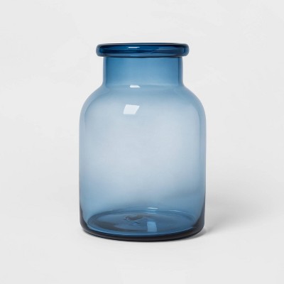 11.5" x 7.9" Decorative Glass Bottle Vase Blue - Threshold™