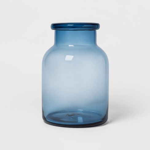 DECORATIVE BLUE GLASS VASE 