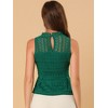 INSPIRE CHIC Women's Ruffle Neck Keyhole Back Sleeveless Floral Lace Peplum Blouses - 2 of 4