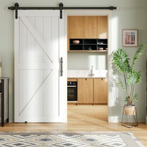 Manufactured Wood Paneled Sliding Barn Door with Installation Hardware Kit,Sliding Closet Door with PVC Surface - 1 of 4
