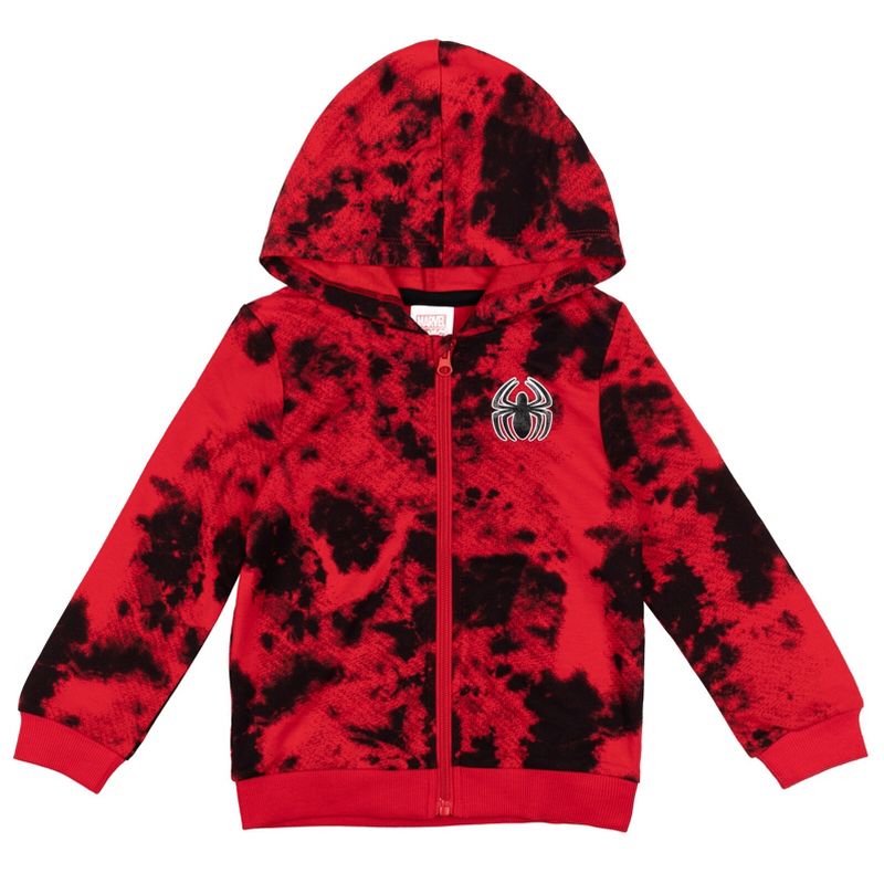 Marvel Spider-Man Tie Dye French Terry Zip Up Hoodie Graphic T-Shirt Pants Infant to Toddler, 5 of 9
