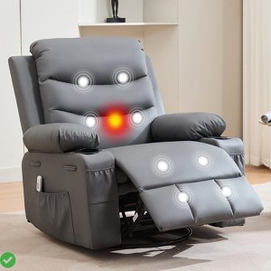 Swivel Rocker Recliner Chair with Massage and Heat 360° Oversized Recliner Single Sofa Seat - 1 of 4