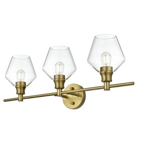 Elegant Lighting Gene 3 Light Satin Gold and Clear Glass Wall Sconce - 1 of 4