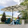 FONTOI Double Sided Outdoor Umbrella with Crank Handle, Rectangular Market Umbrella with 12 Ribs for Patio, Deck, Beige, 106.2"*94.5"*181.1" - 2 of 4