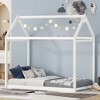 AENKYO Twin Size Wooden House Bed, Modern Montessori Floor Bed with Roof & Slats, Low Profile - 2 of 4