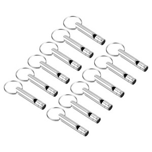Unique Bargains Aluminum Alloy Camping Hunting Outdoor Survival Signal Whistles with Keychains 12 Pcs - 1 of 4