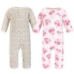 Hudson Baby Infant Girl Premium Quilted Coveralls, Blush Rose Leopard