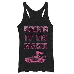 Women's Nintendo Princess Peach Bring it On Racerback Tank Top - 1 of 3