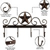 LunaLulinlk Metal Barn Star Key Rack Holder WallMounted Metal Decorative 10" Vintage Key with 4 Hooks Dark Brown Wall Decor - 3 of 4
