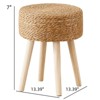 FONTOI Round Ottoman Footstool with Wood Legs, Hand Weave for Living Room Balcony Garden, Brown, 13.39"*7"*13.39" - 3 of 4