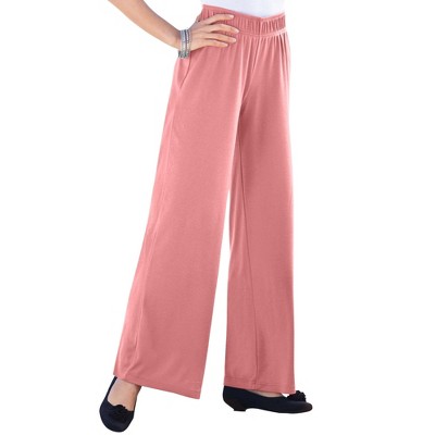 Roaman's Women's Plus Size Petite Soft Knit Capri Pant - 3x, Pink : Target