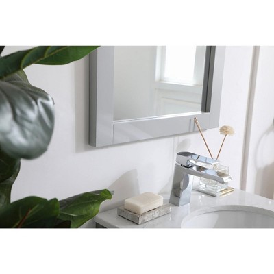 Gray Rectangular Wood Bathroom Vanity Mirror 18 x 32 Inch