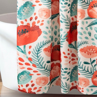 Multi Poppy Garden Floral Print Shower Curtain