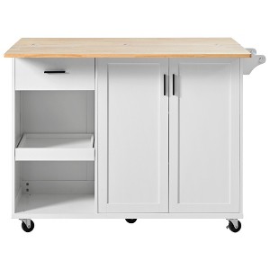 Maliang Kitchen Island with Foldable Counter Top, Slide-Out Shelf, Towel Rack and Drawer, Rolling Kitchen Cart on Wheels - 1 of 4
