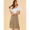 INSPIRE CHIC Women's Print Floral Peasant Elastic Waist A-Line Midi Skirts - 2 of 4