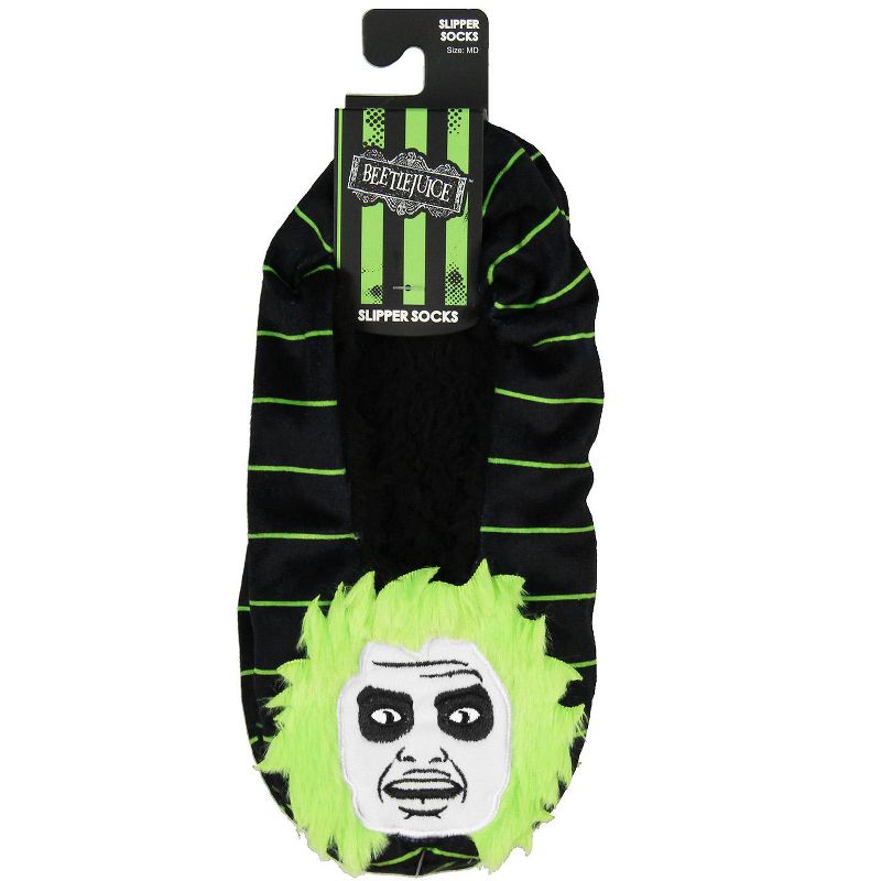Beetlejuice Slippers 3D Hair Embroidered Character Slipper Socks No-Slip Sole, 4 of 5
