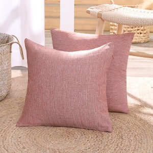 Deconovo Faux Linen Cushion Covers, Set of 2, Light Blue ¨C Eco-Friendly, Machine Washable, Decorative Pillow Covers for Sofa - 1 of 4