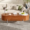 Chic Crate-Modern Lift Top Coffee Table with Marble Rotating Tray & Hidden Compartment - Oval Wooden Design for Living Room (47") - 2 of 4
